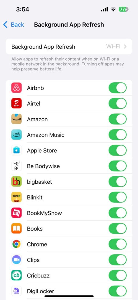 background app refresh iPhone