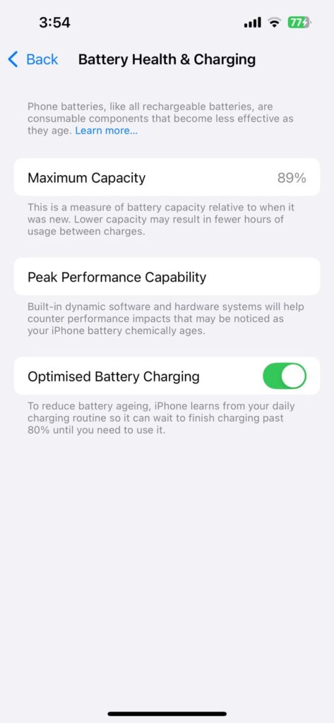 battery health iPhone