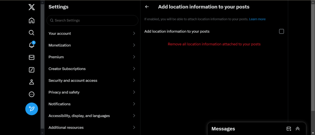 disable location twitter