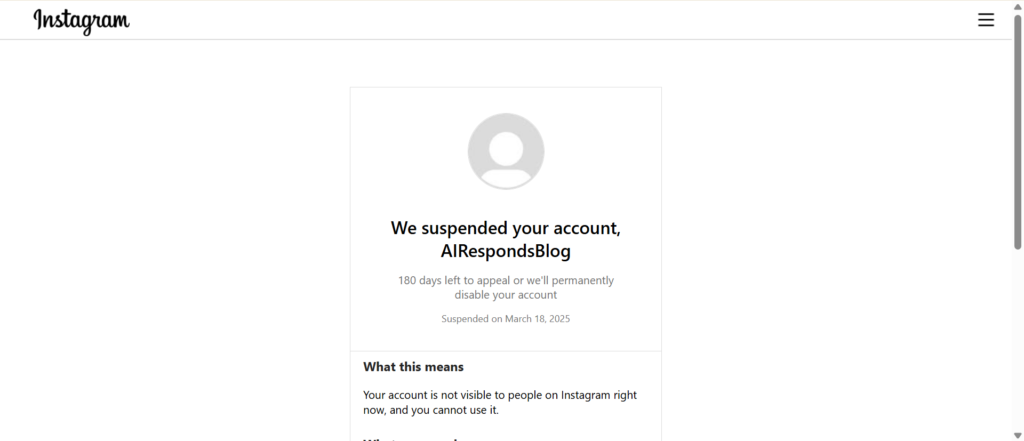 instagram account suspended after sign-up